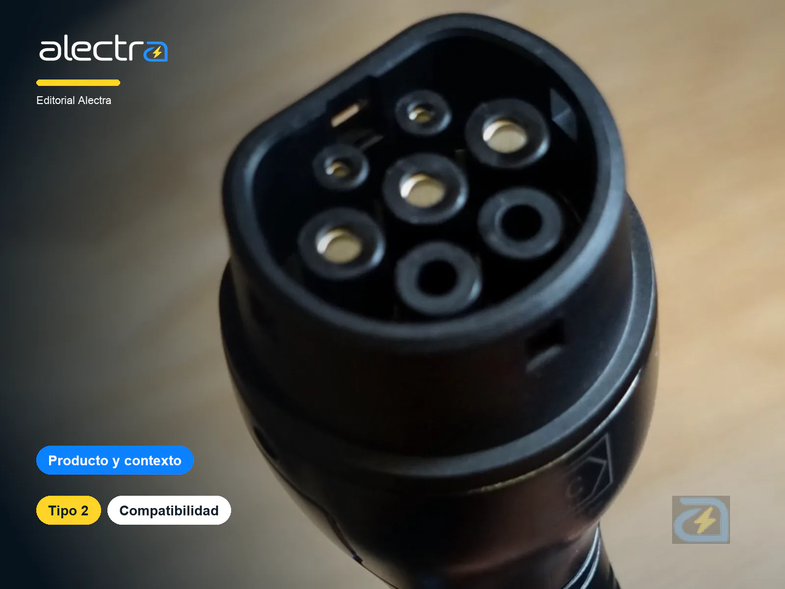 Ilustracion de auto electrico y conector Tipo 2 validado