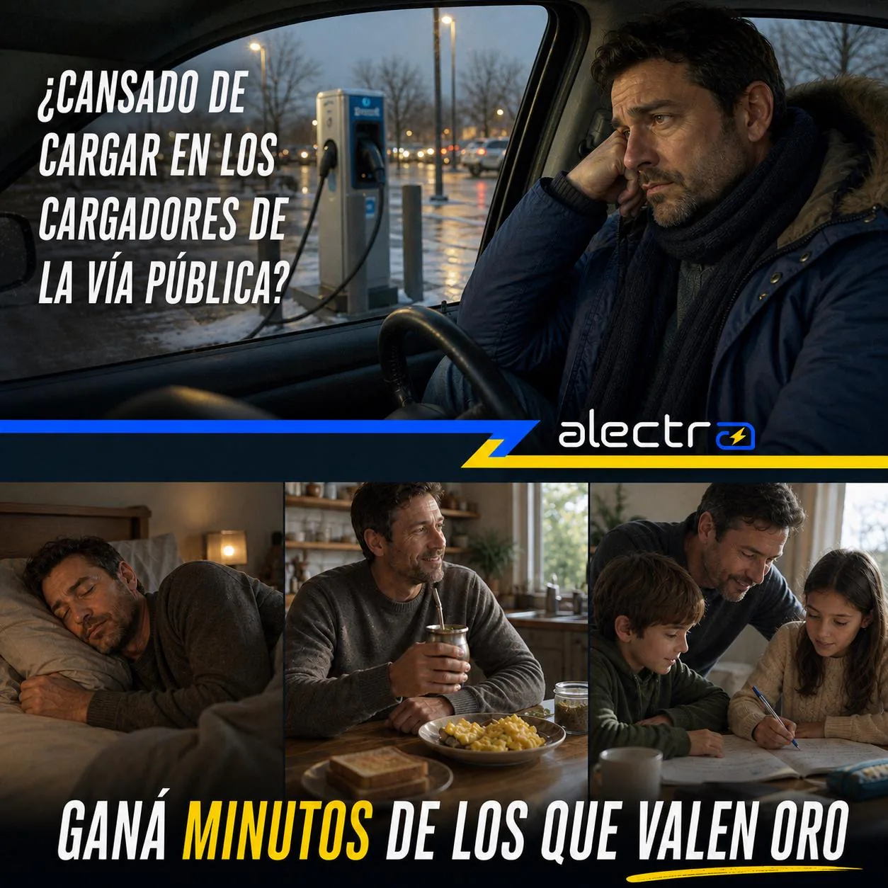 Escena conceptual sobre no depender solamente de los cargadores públicos.